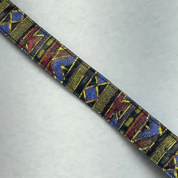 VTG The Limited Leather Belt Multicolor Abstract Geometric Statement Gold Buckle - Picture 8 of 10